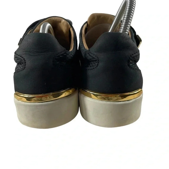 Aldo  Paise Black/White/Gold Leather Velcro Sneakers Size 8.5 - Picture 4 of 11